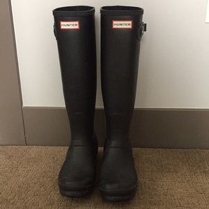 Tall Matte Black Hunter Boots